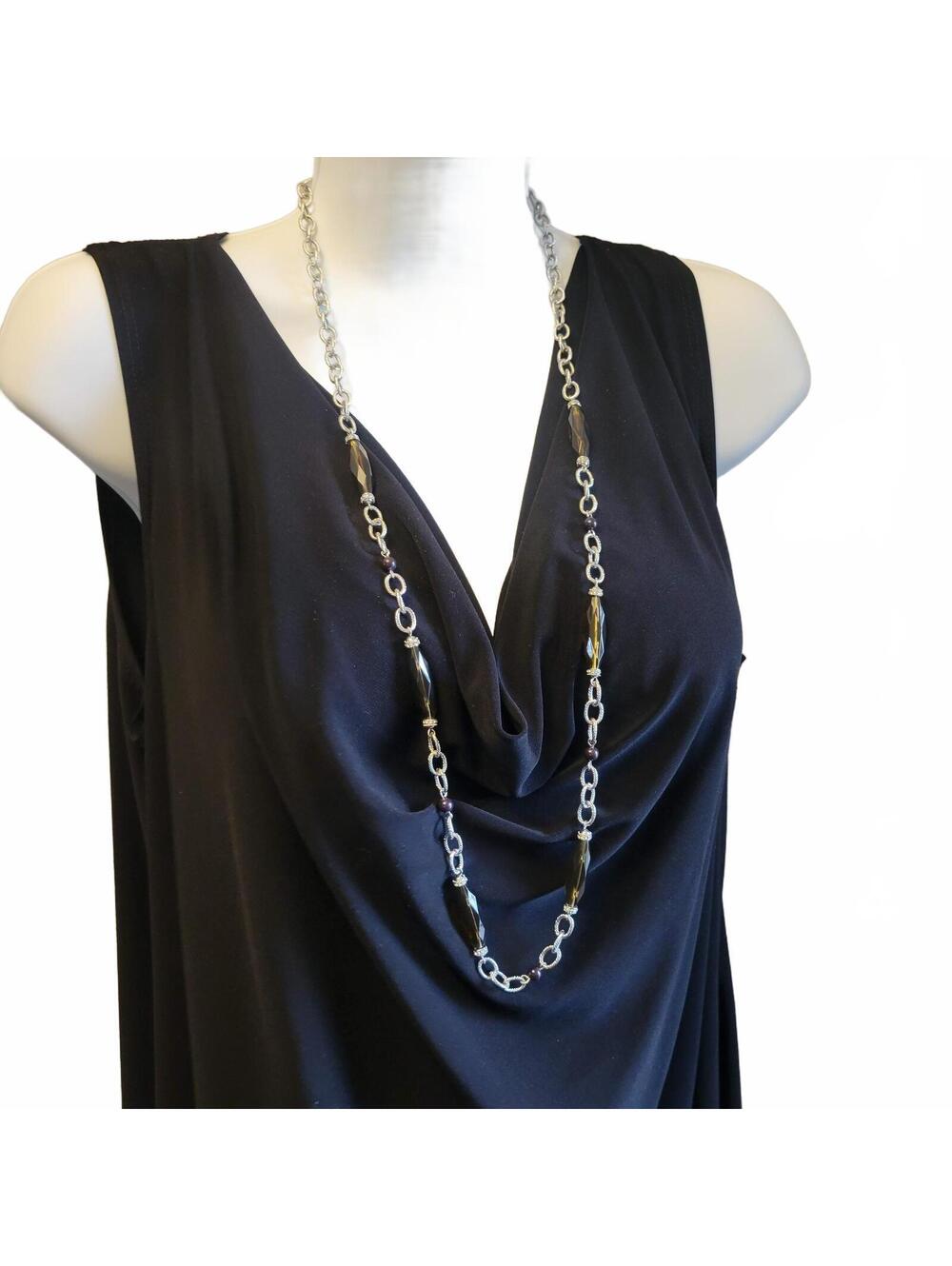 Lia Sophia “Amber Wave” Silver Tone Necklace 36-39” RV $128 New With Tags